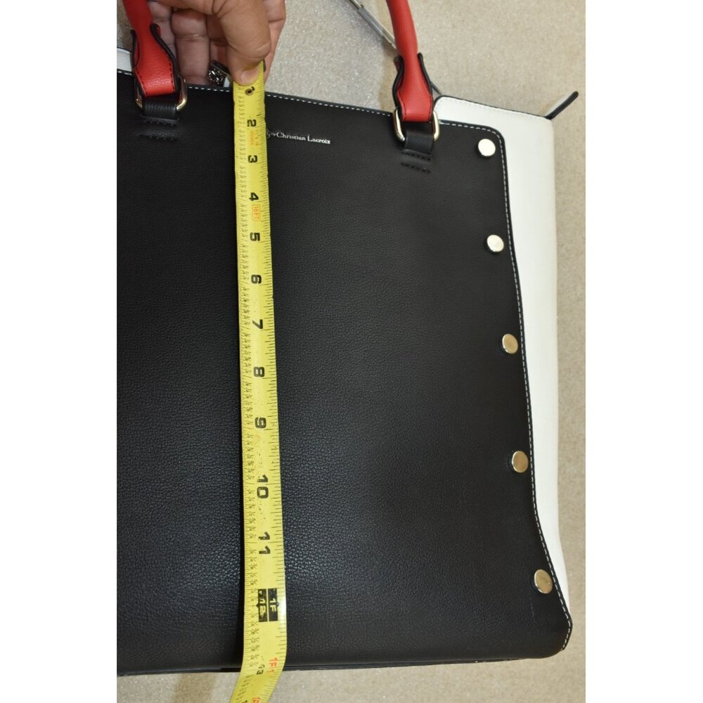 Christian Lacroix Women's Purse Black/White/Red Leather Tote Handbag -Flaws- - Picture 14 of 15